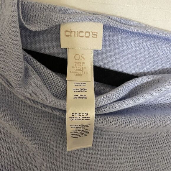 Chicos Olena Ombre Poncho Blue One Size Buttons Lightweight Travel Vacation - Picture 7 of 8